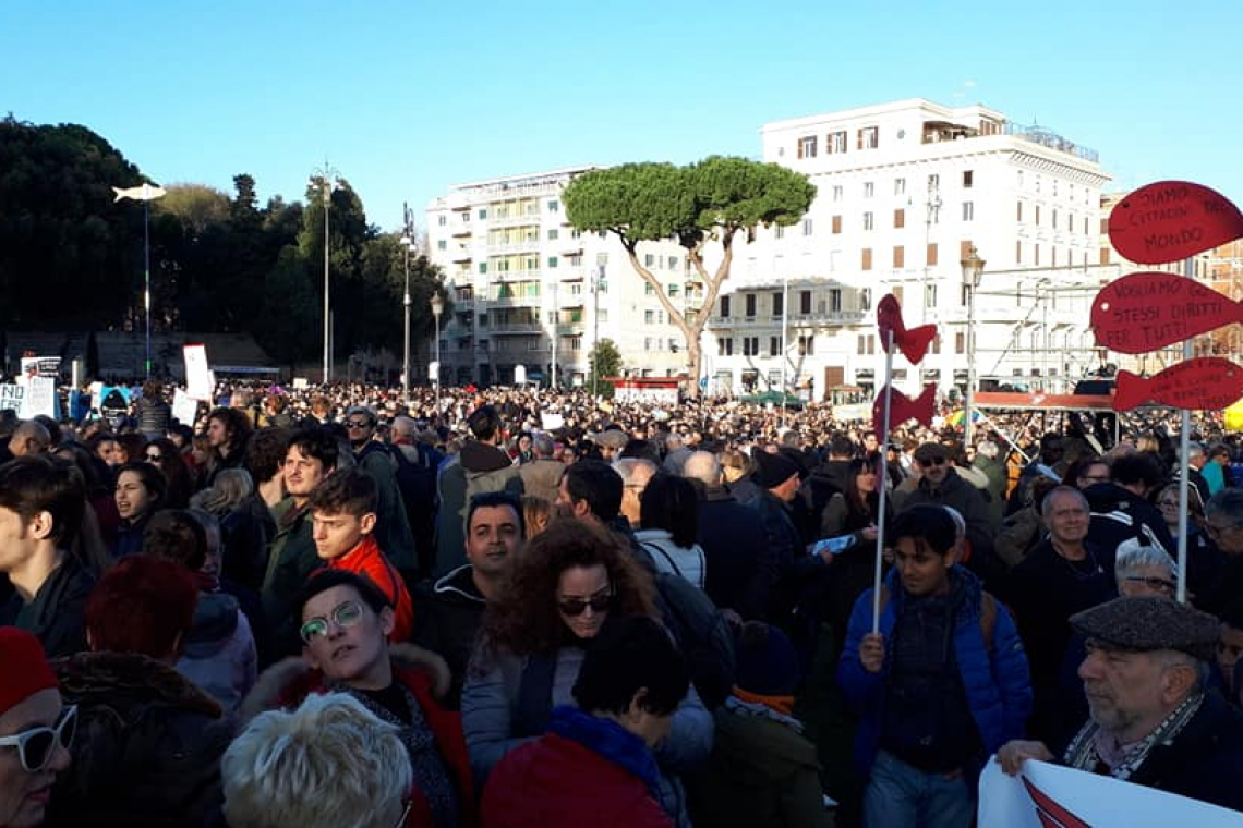 "Sardines" protest in Rome, Italy, Dec 14, 2019